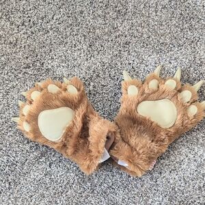 Lazy One Tan Bear Paw Mittens for Kids